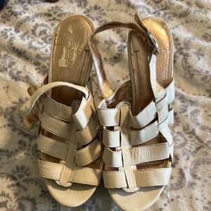 BCBGeneration Cream Strappy Sandals